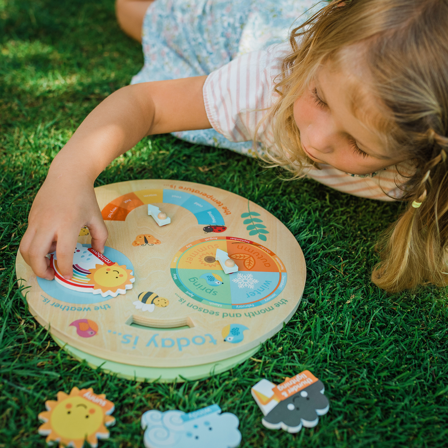 Orange Tree Toys - Spring Garden Wooden Weather Clock - Grace and Fox