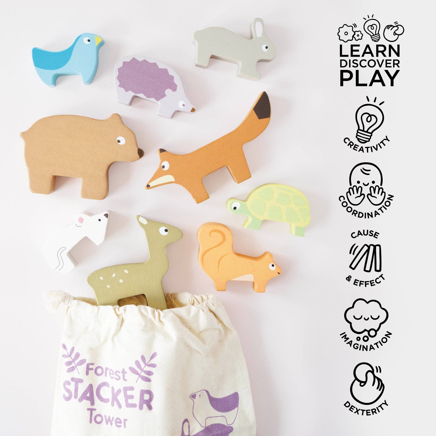 Woodland Stacking Forest Animals & Bag - Grace and Fox