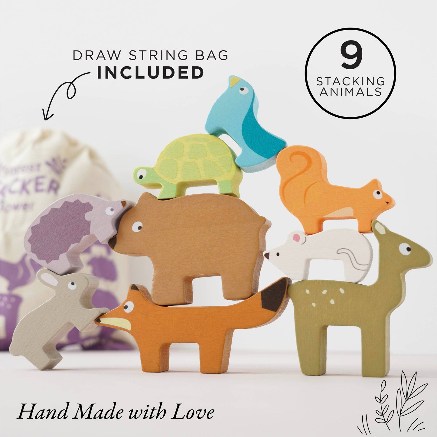 Woodland Stacking Forest Animals & Bag - Grace and Fox