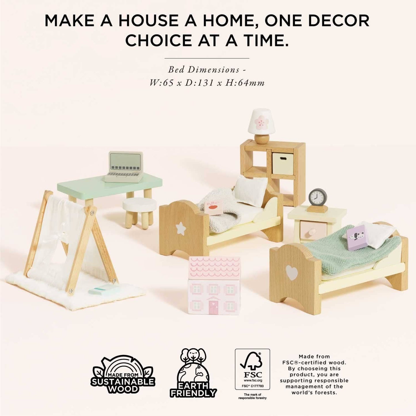 Le Toy Van Wooden Dolls House Child's Bedroom Furniture