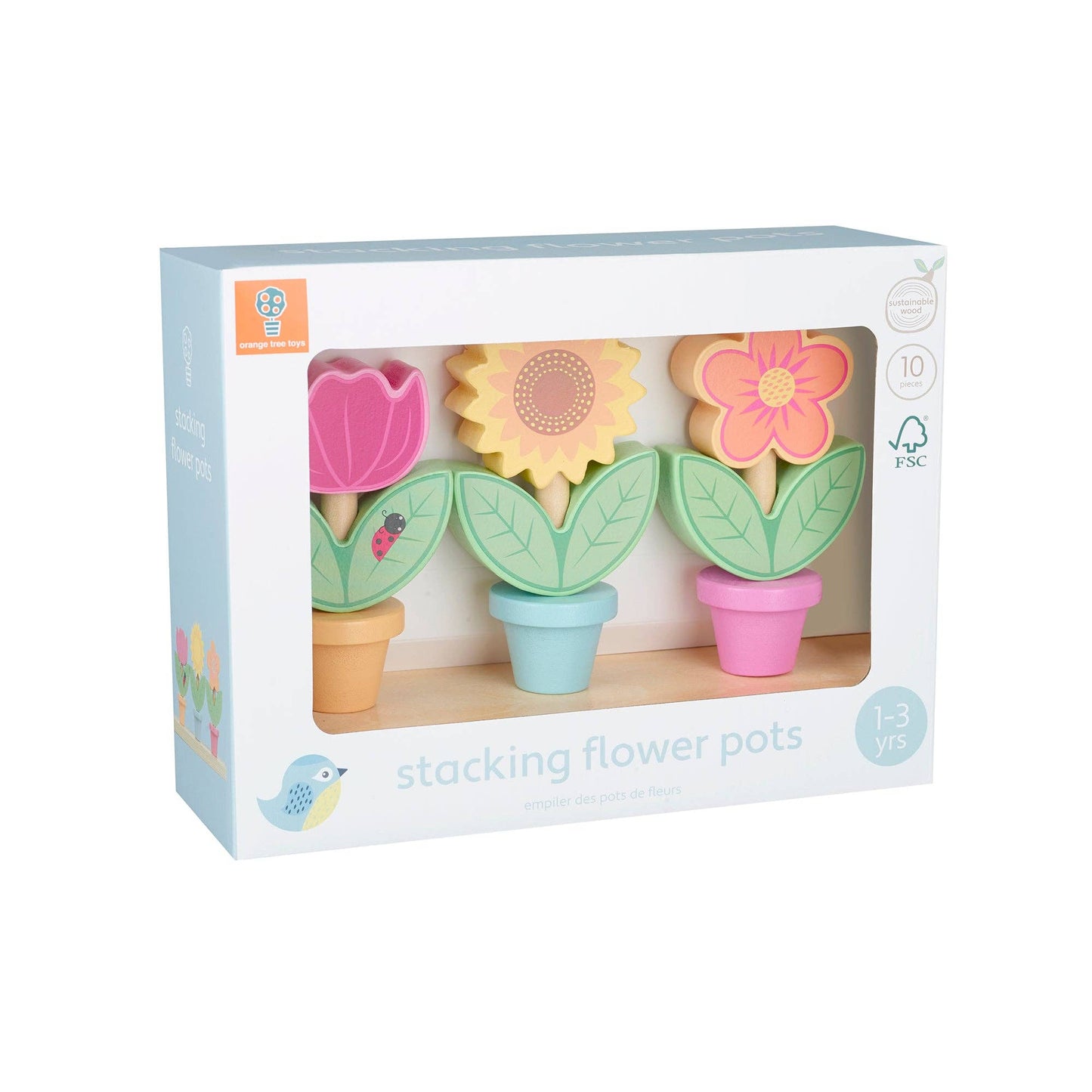 Orange Tree Toys - Stacking Wooden Flower Pots - Grace and Fox
