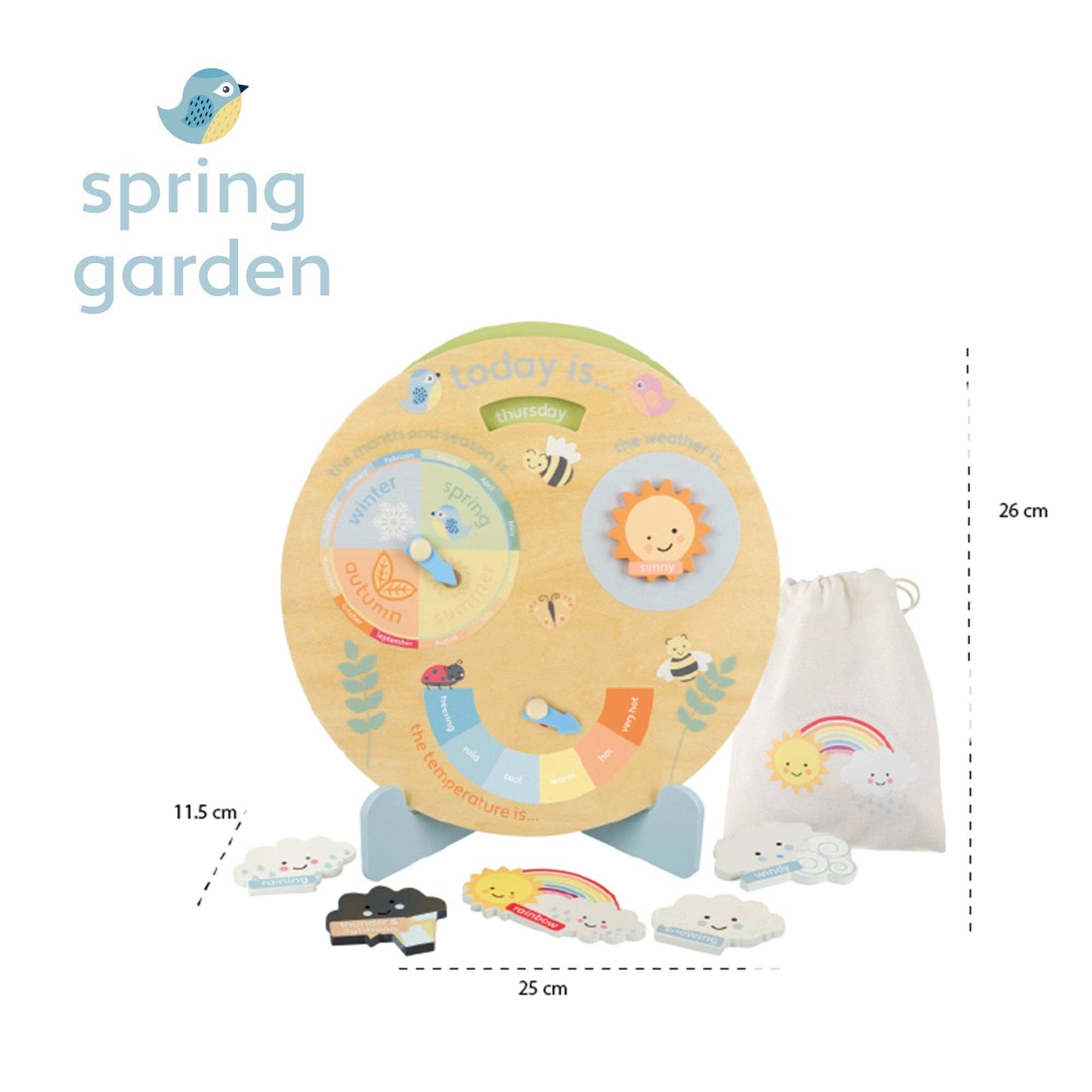 Orange Tree Toys - Spring Garden Wooden Weather Clock - Grace and Fox
