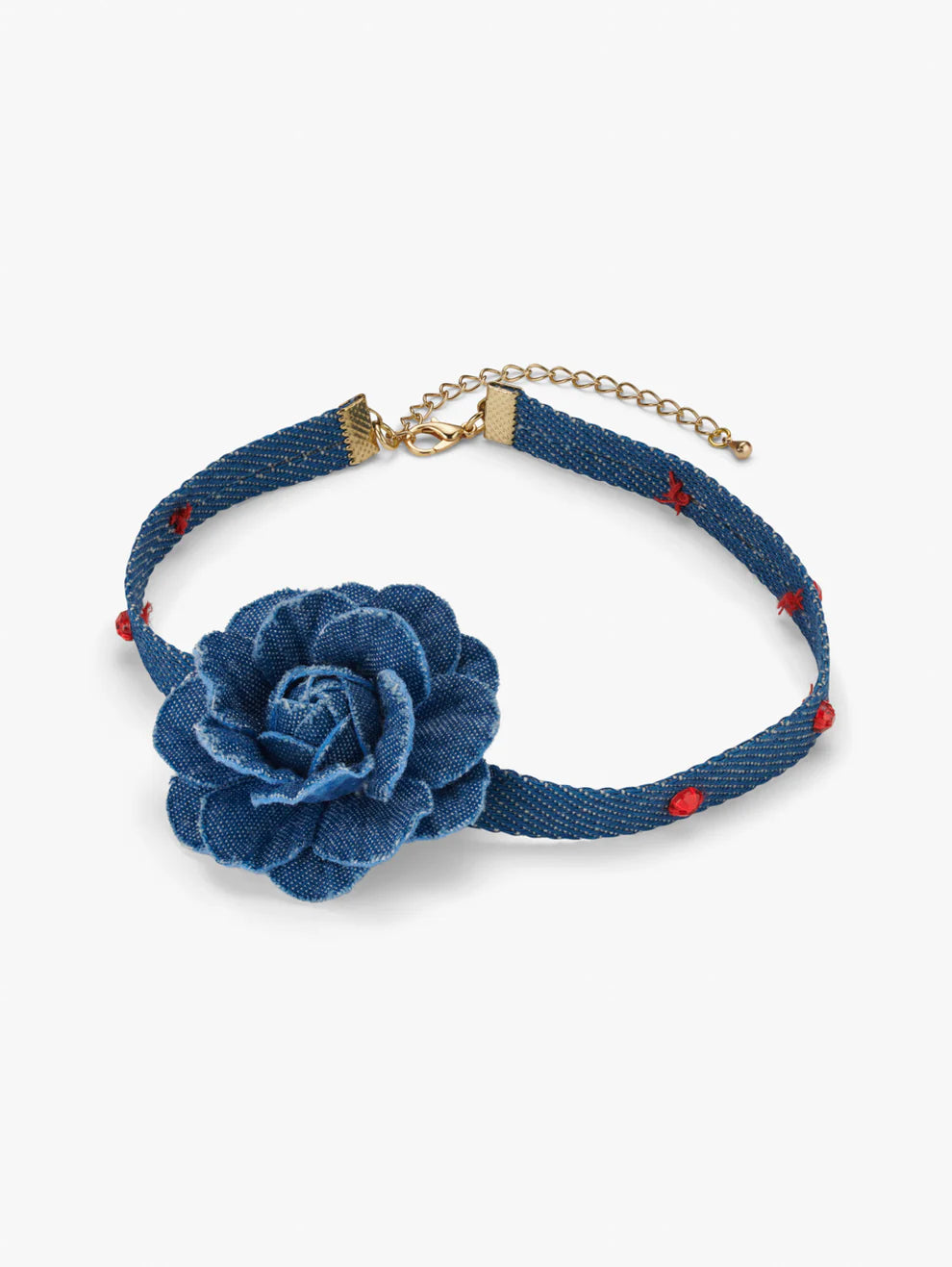 Stych - Denim Rose Gem Choker Necklace - Grace and Fox