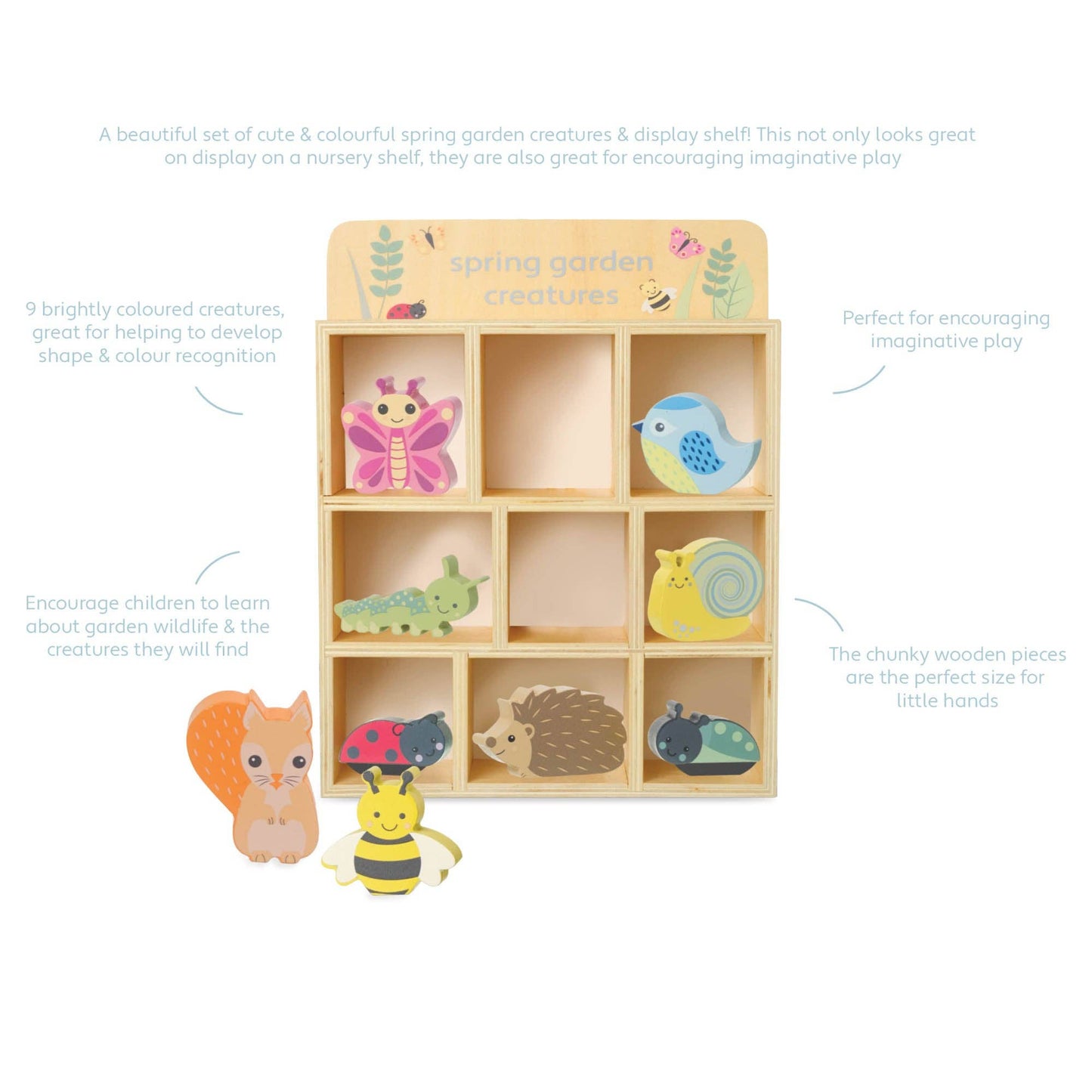 Orange Tree Toys - Spring Garden Wooden Creatures & Shelf - Grace and Fox