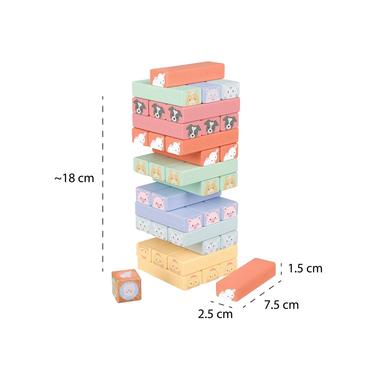 Orange Tree Toys - Farmyard Wooden Animal Tumbling Tower - Grace and Fox