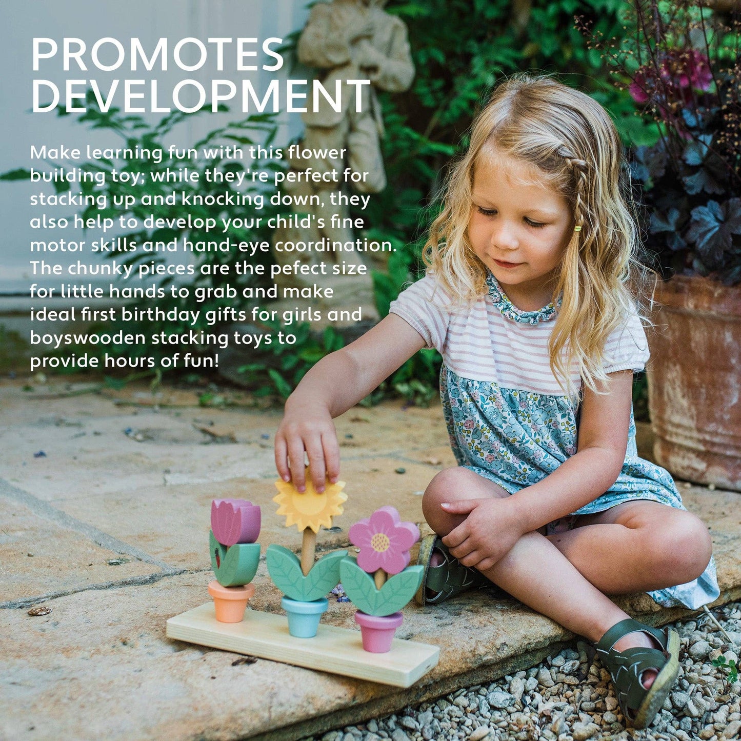 Orange Tree Toys - Stacking Wooden Flower Pots - Grace and Fox