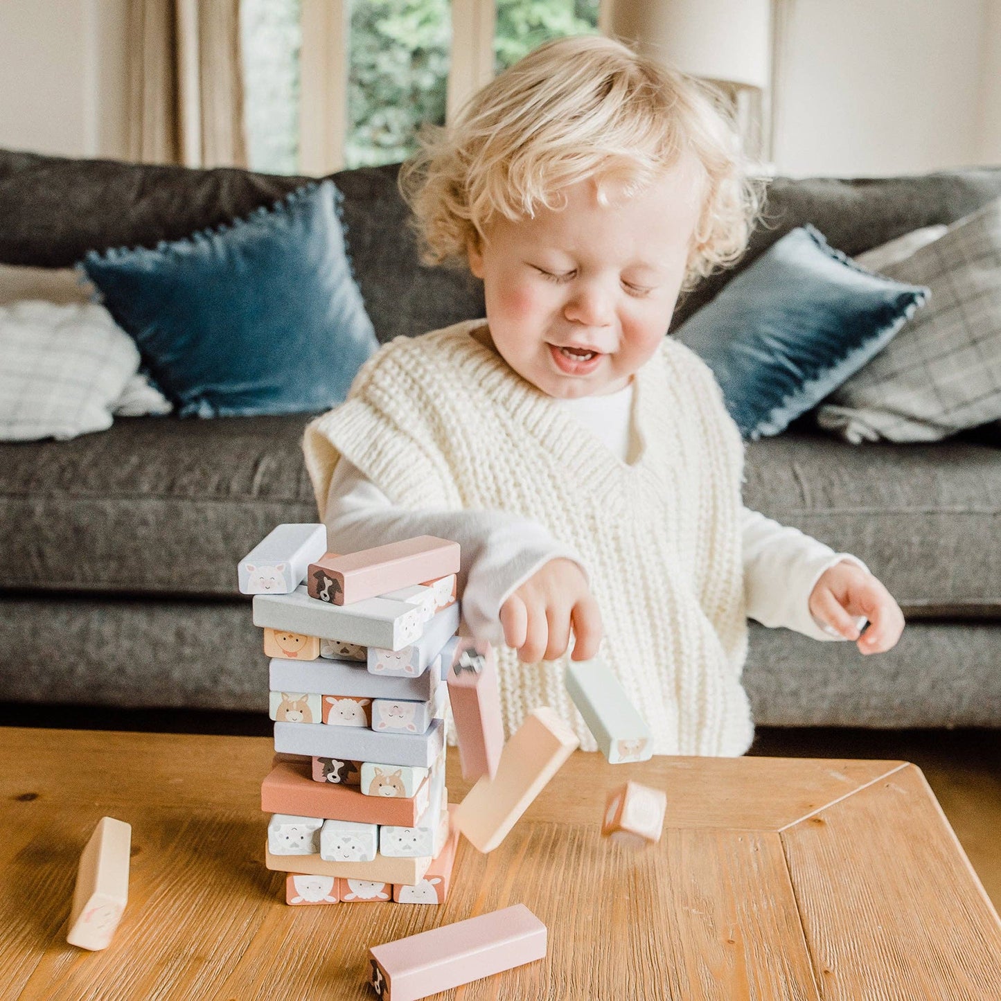 Orange Tree Toys - Farmyard Wooden Animal Tumbling Tower - Grace and Fox