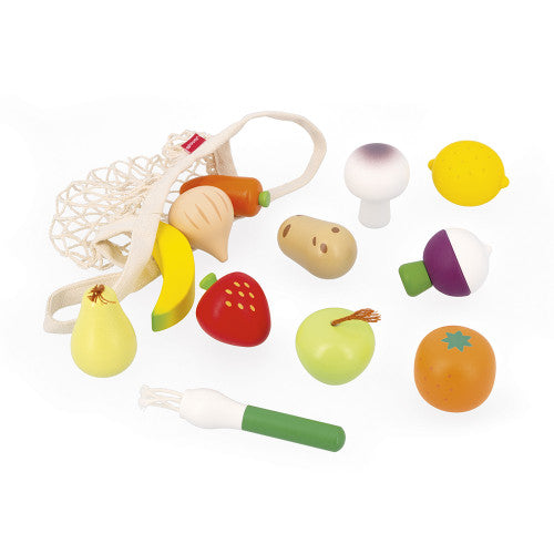 Janod Shiny Grandma Set of 12 Fruits and Vegetables Net - Grace and Fox