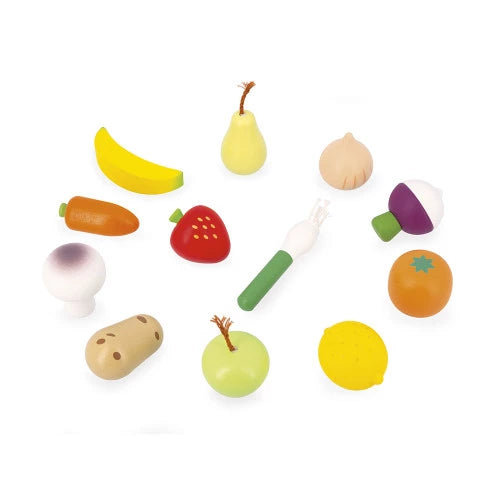 Janod Shiny Grandma Set of 12 Fruits and Vegetables Net - Grace and Fox