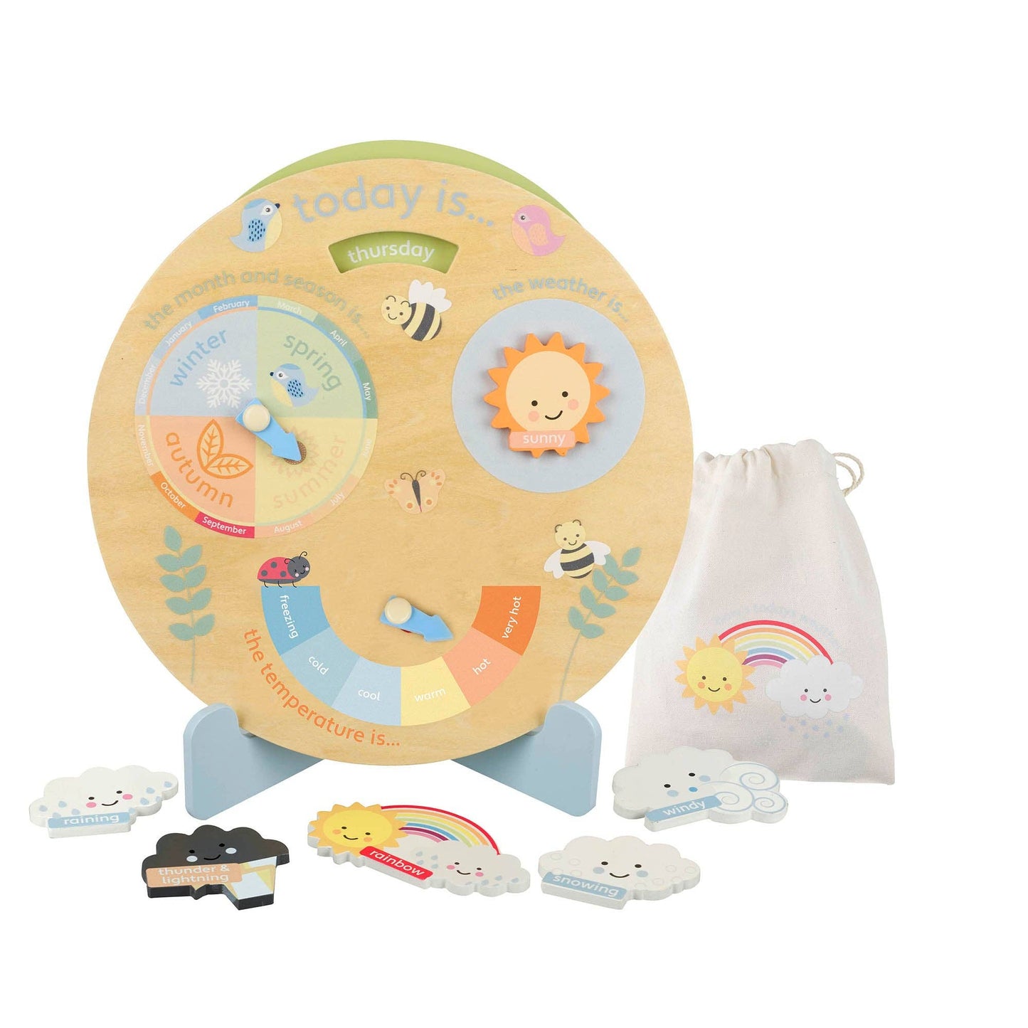 Orange Tree Toys - Spring Garden Wooden Weather Clock