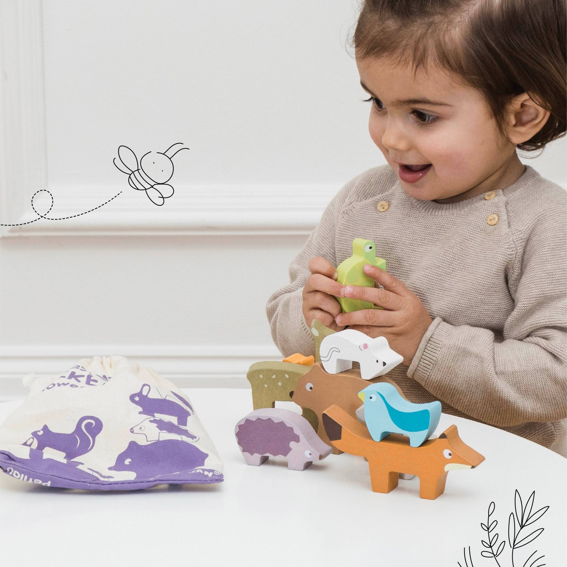 Woodland Stacking Forest Animals & Bag - Grace and Fox