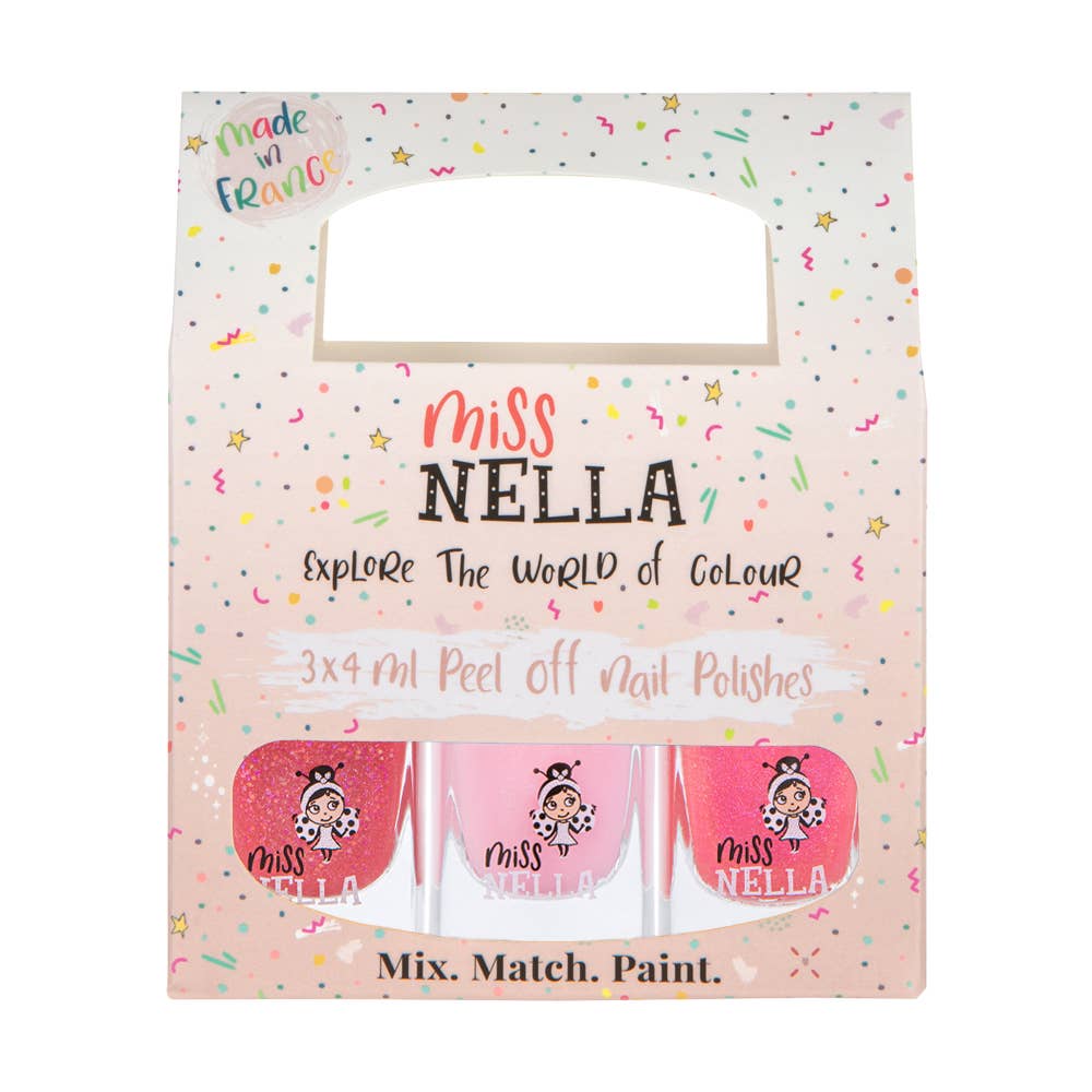 Pink Glitter Attack pack of 3 nail polishes by Miss Nella - Grace and Fox