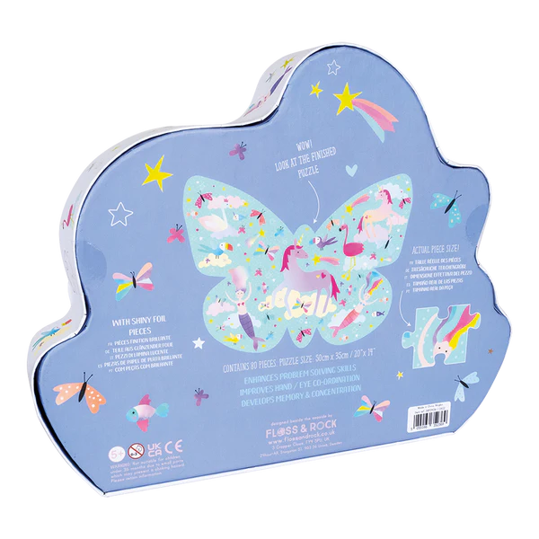 Fantasy 80pc " Butterfly"  Shaped Jigsaw with Shaped Box - Grace and Fox