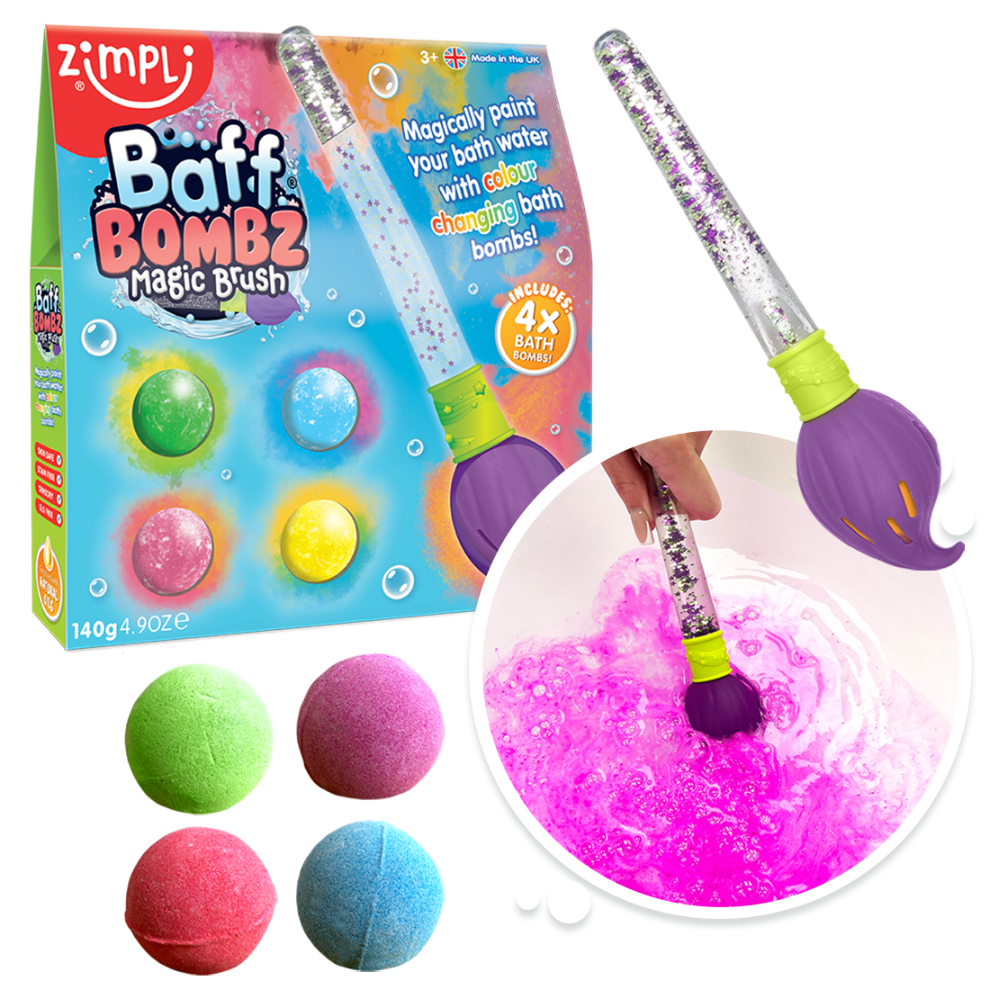 Zimpli Baff Bombz Magic Brush Bath Bomb Bath Toy