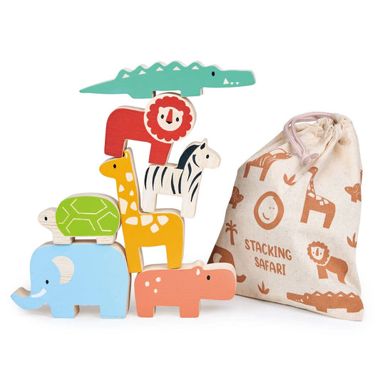 Mentari Happy Stacking Safari Wooden Animal Set