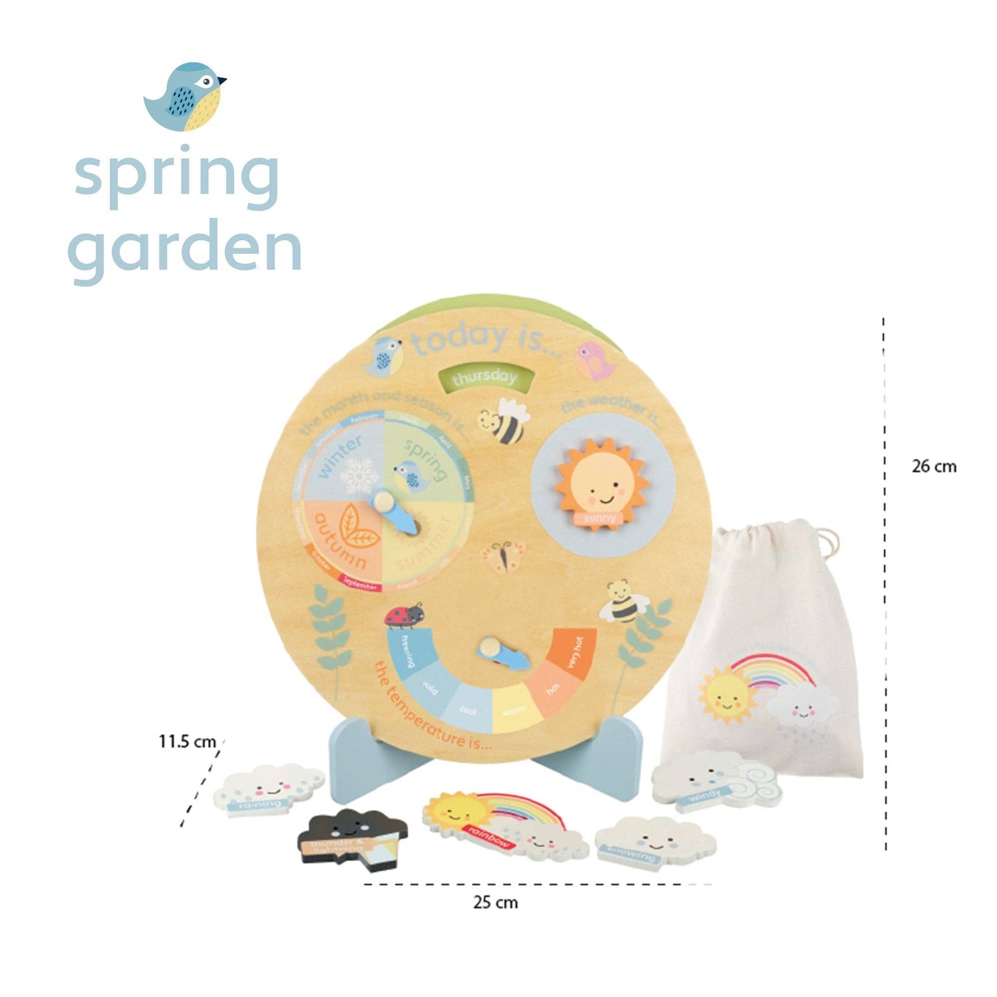 Orange Tree Toys - Spring Garden Wooden Weather Clock