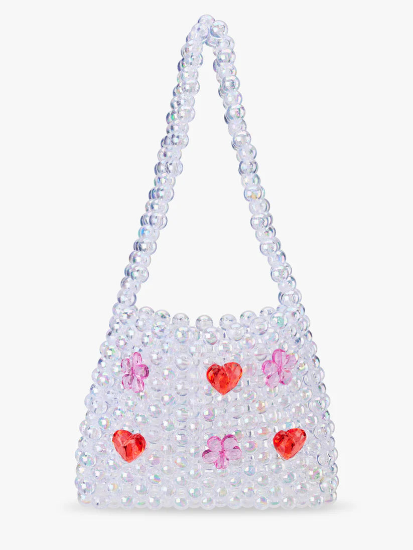 Iridescent Beaded Heart Gem Bag