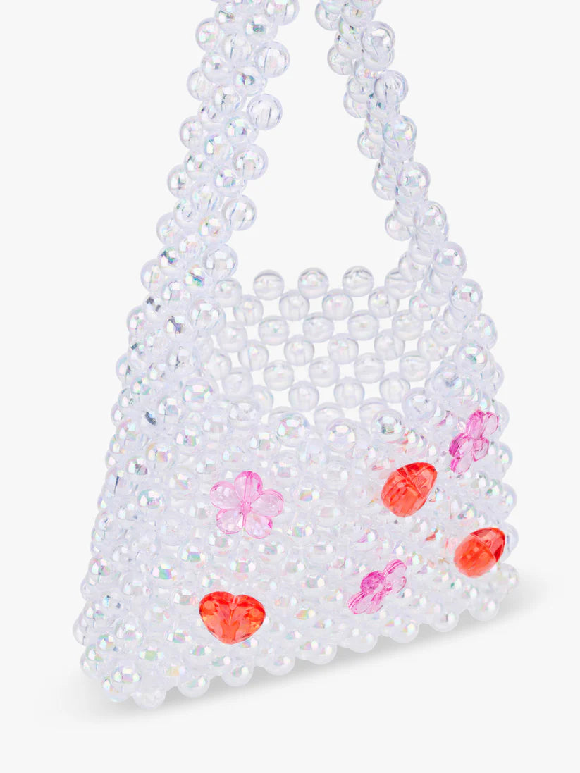 Iridescent Beaded Heart Gem Bag