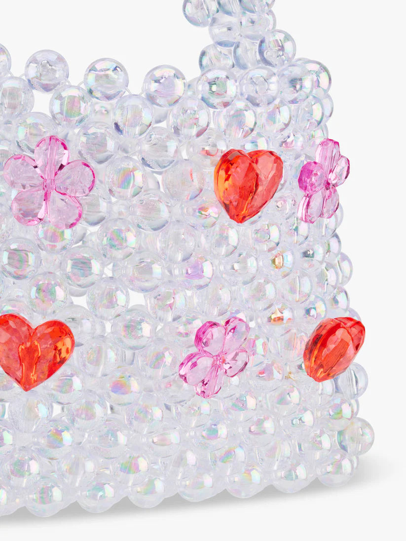 Iridescent Beaded Heart Gem Bag