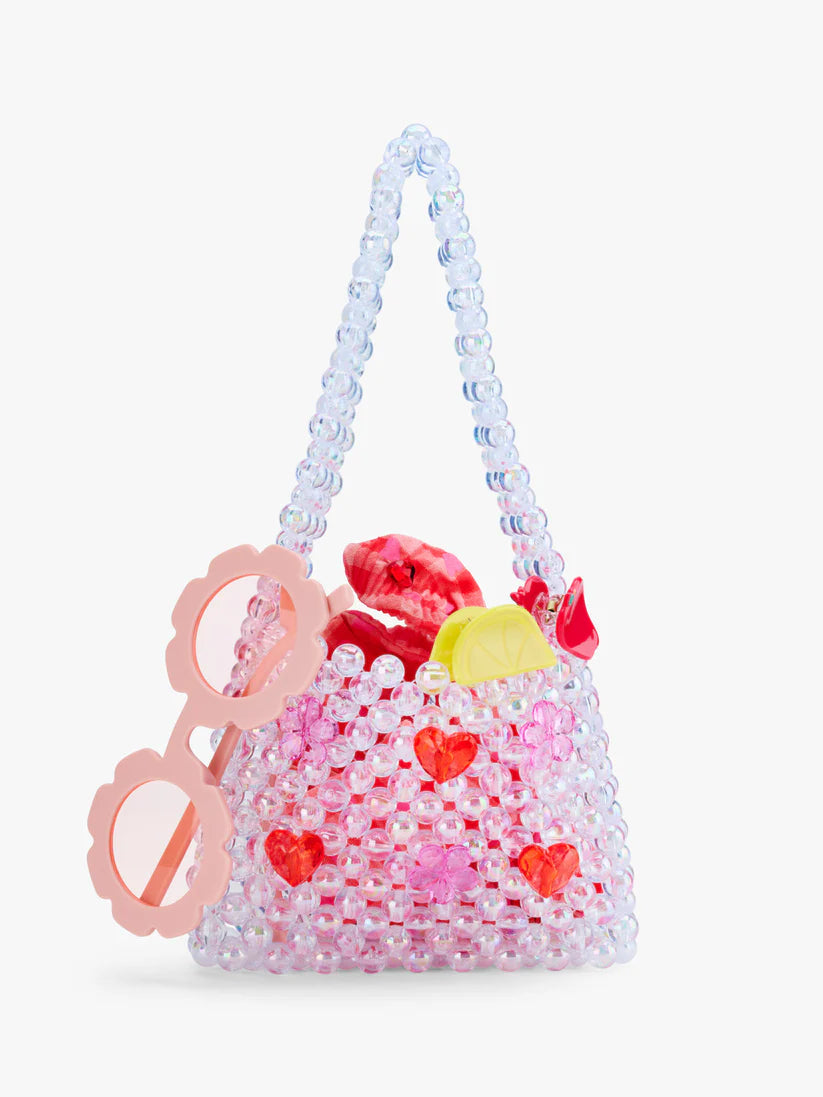 Iridescent Beaded Heart Gem Bag