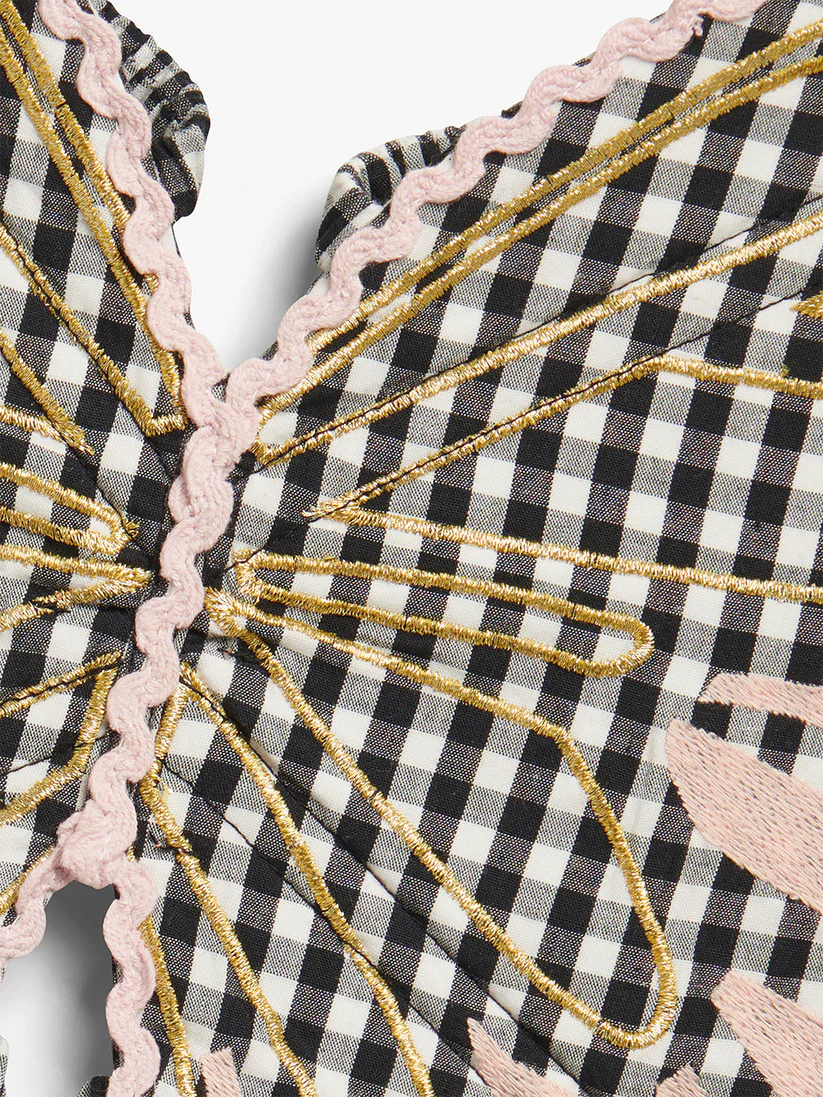 Pink Ric Rac Gingham Butterfly Wings