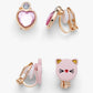 Clip-On Earrings 2 Pairs Cat & Pink Gem