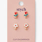 Clip-On Earrings 2 Pairs Daisy & Tulip