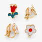 Clip-On Earrings 2 Pairs Daisy & Tulip