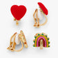 Clip-On Earrings 2 Pairs Rainbow & Heart