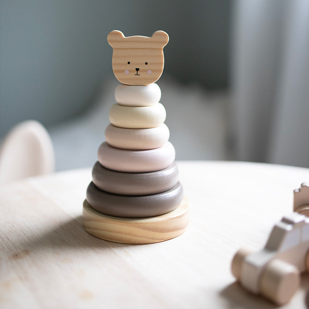 Jabadabado Wooden Stacking Ring Teddy Natural | Grace and Fox