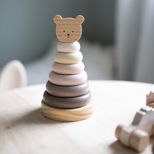 Jabadabado Wooden Stacking Ring Teddy Natural