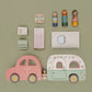 Little Dutch Wooden Pink Toy Car with Caravan