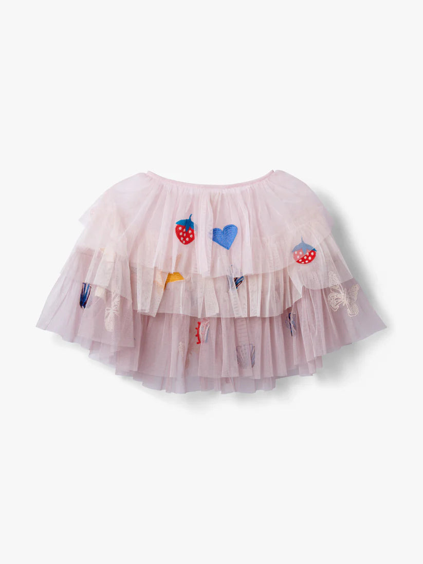 Layered Tulle Embroidered Cape