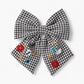 Oversized Bow Gem Hair Clip Gingham