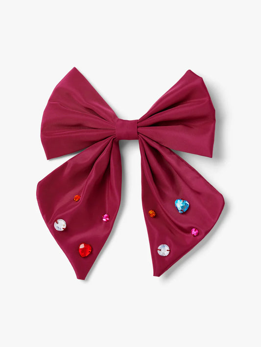 Oversized Bow Gem Hair Clip Pink