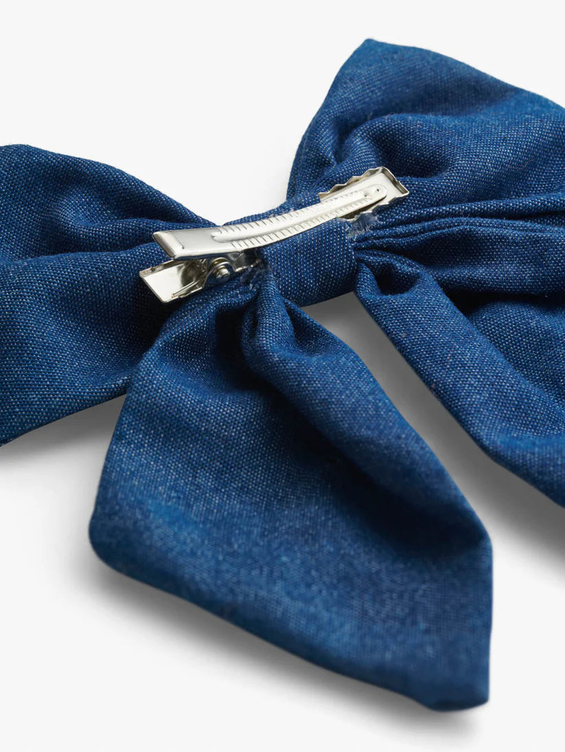 Oversized Bow Gem Hair Clip Chambray