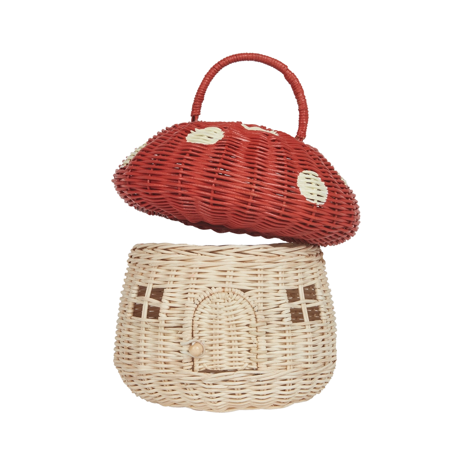 Rattan Mushroom Basket - Red - Grace and Fox