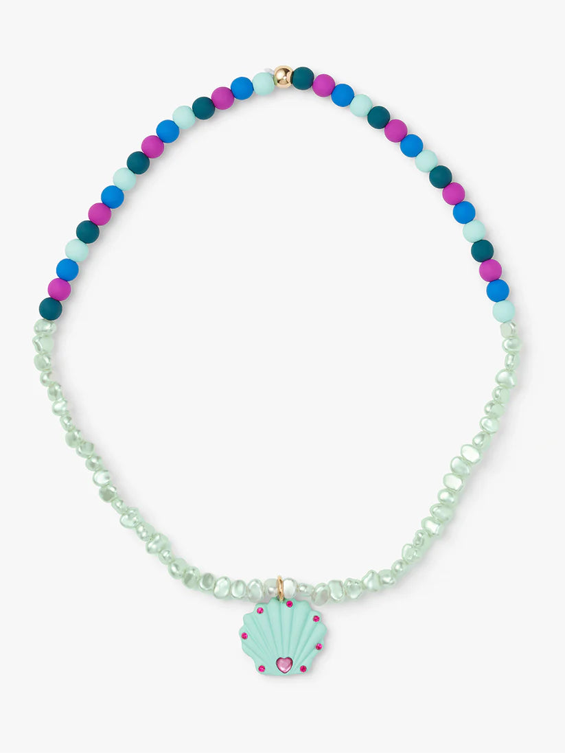 Seashell and Pearlized Bead Necklace