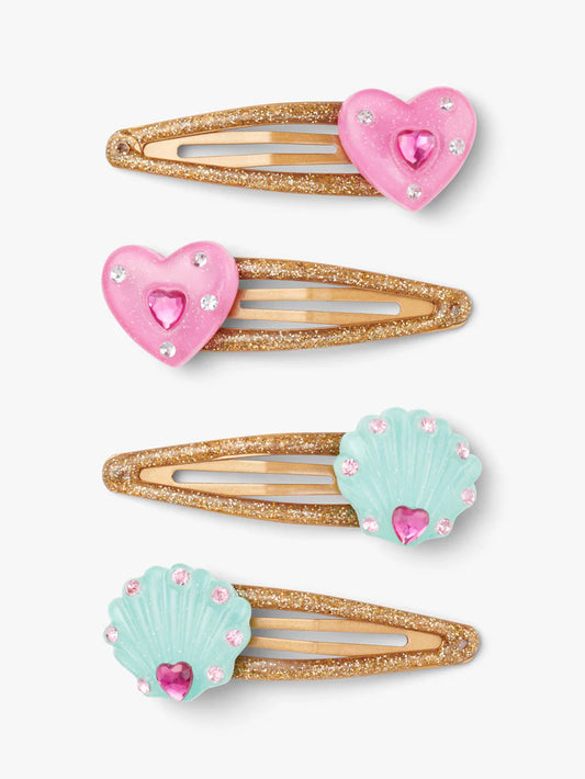 Seashell and Heart Hair Clips