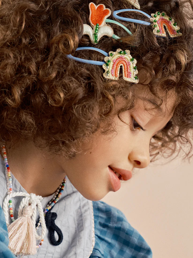 Lemon and Rainbow Beaded Hair Clips