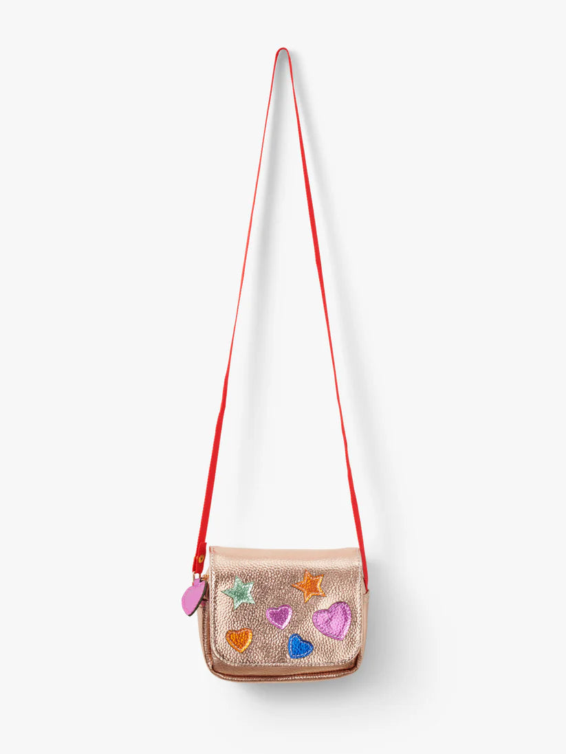 Heart and Star Gold Crossbody Bag