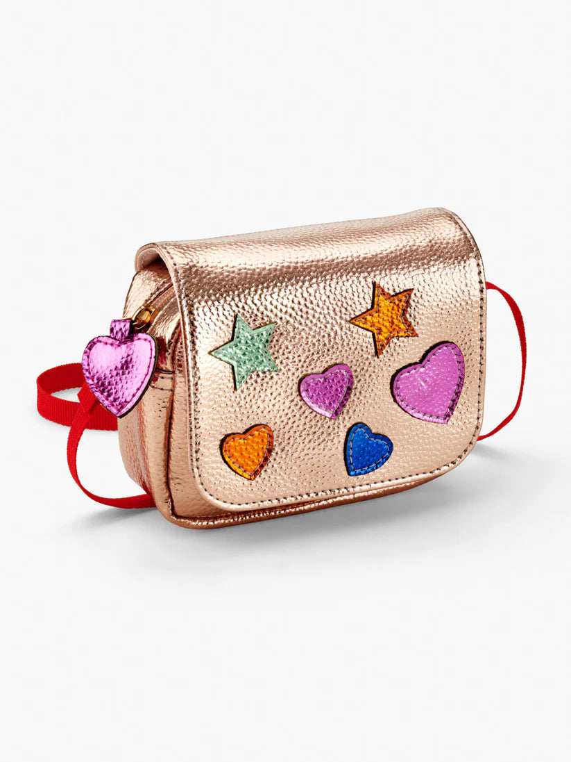 Heart and Star Gold Crossbody Bag