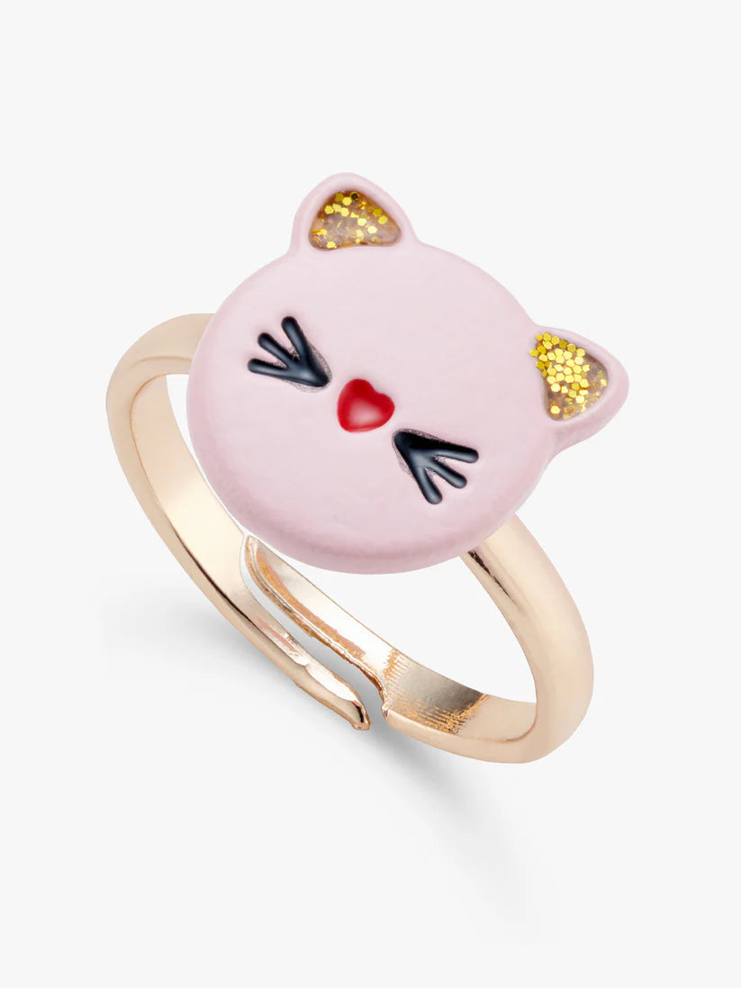 Cat Face, Bow, and Rose Adjustable Ring Set