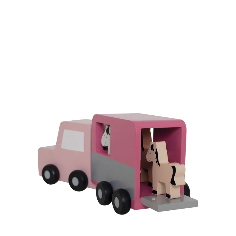 Jabadabado Wooden Horse Trailer with Horses