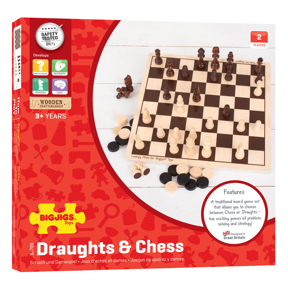 Draughts and Chess Wooden Set