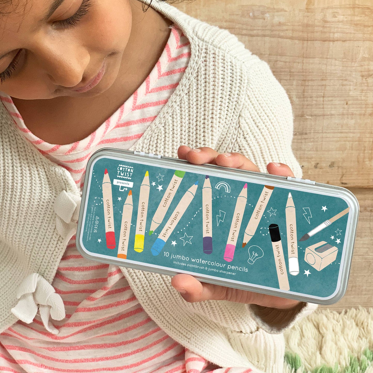 Jumbo Watercolour Pencils Tin by Cotton Twist