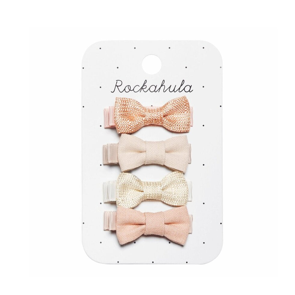 Flora Linen Mini Bow Hair Clips - Rockahula