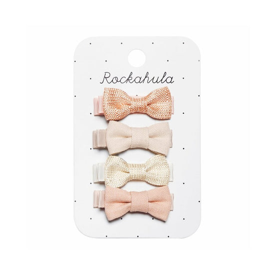 Flora Linen Mini Bow Hair Clips - Rockahula