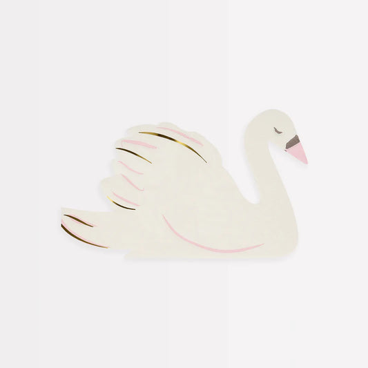 Swan Shaped Napkins (x16) by Meri Meri