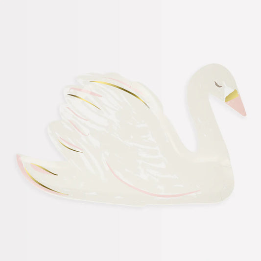 Swan Shaped Plates (x8) by Meri Meri